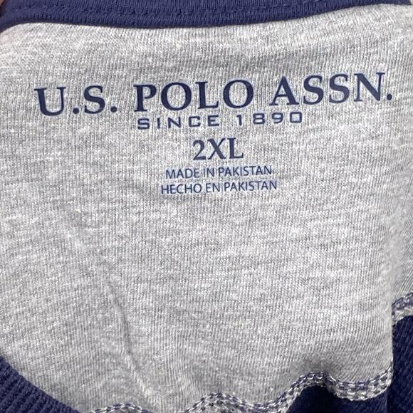 US Polo Assn Thermal Shirt Men's 2XL Logo Waffle Knit Crew Neck Navy Blue New - Picture 4 of 5